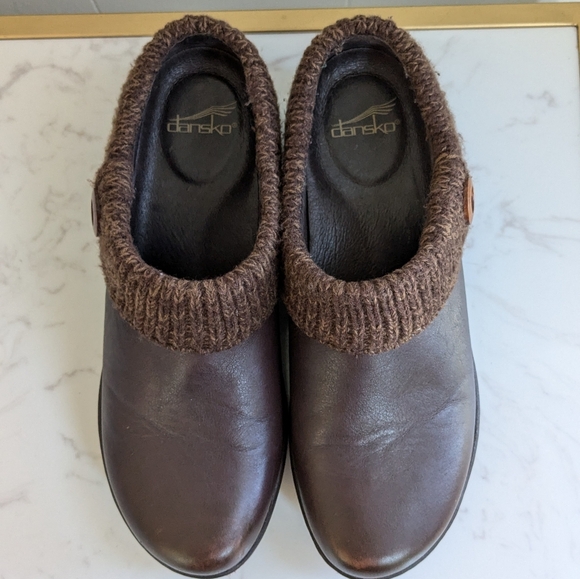 Dansko Kenzie Brown Leather Sweater Clogs Shoes Sz 41 US 10.5/11 - Picture 6 of 8